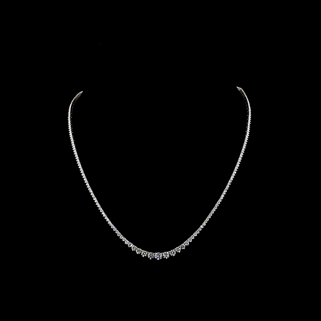 5.07 CT Round Lab Grown Diamond Riviera Necklace in 14K White Gold — Laura Milman New York