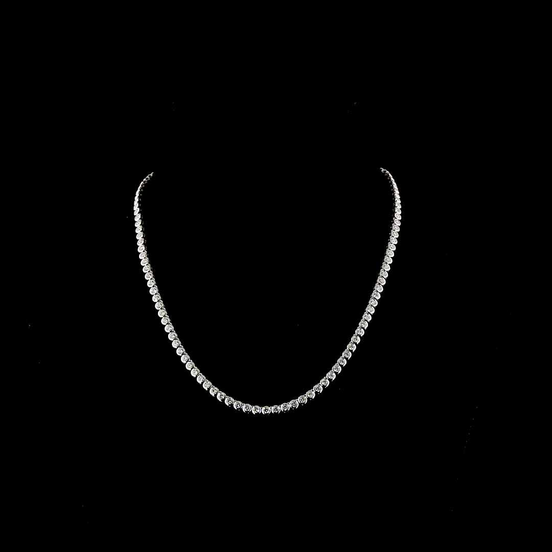 6.67 CT Round Lab Grown Diamond Tennis Necklace in 14K White Gold — Laura Milman New York