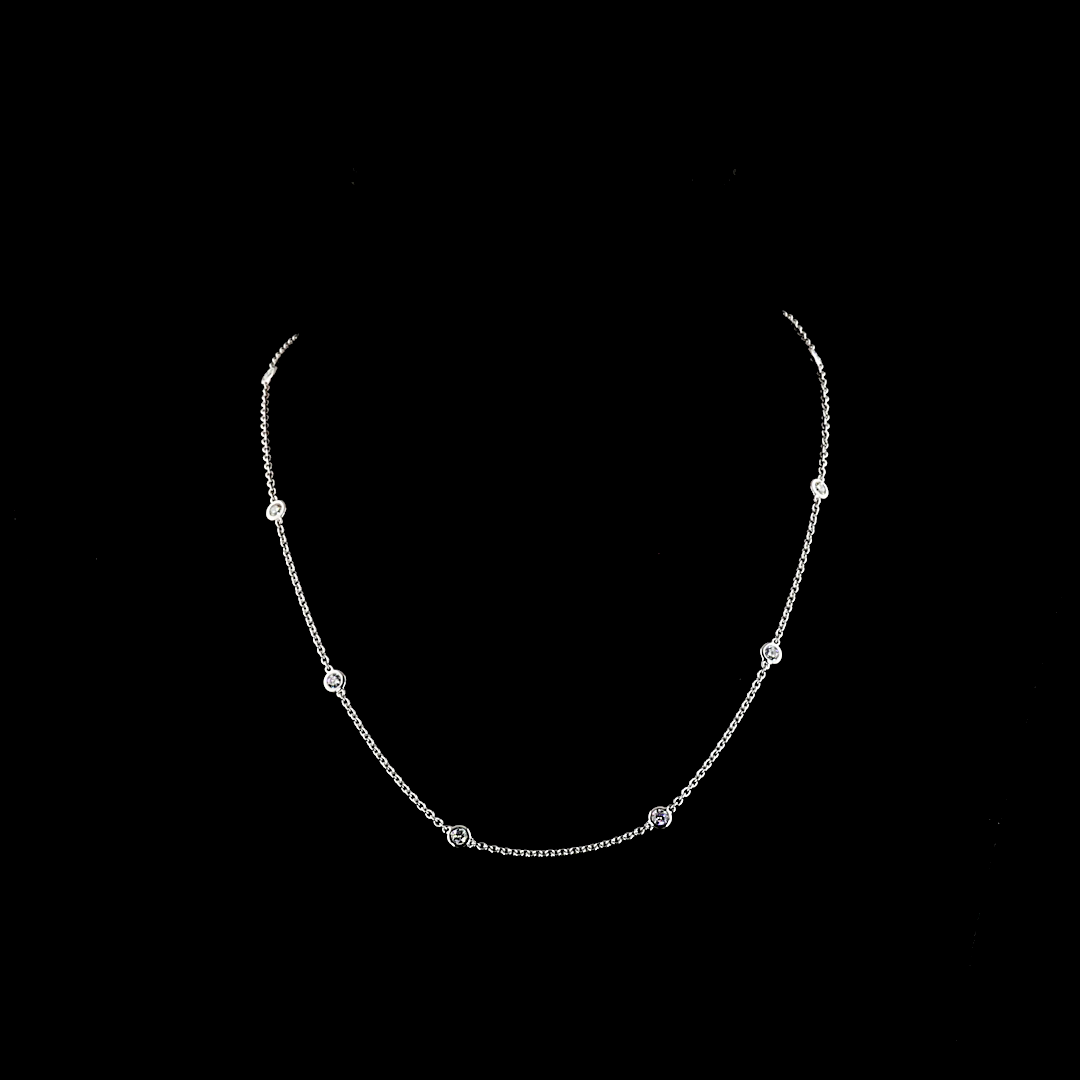 1.02 CT Round Lab Grown Diamond Station Necklace in 14K White Gold — Laura Milman New York