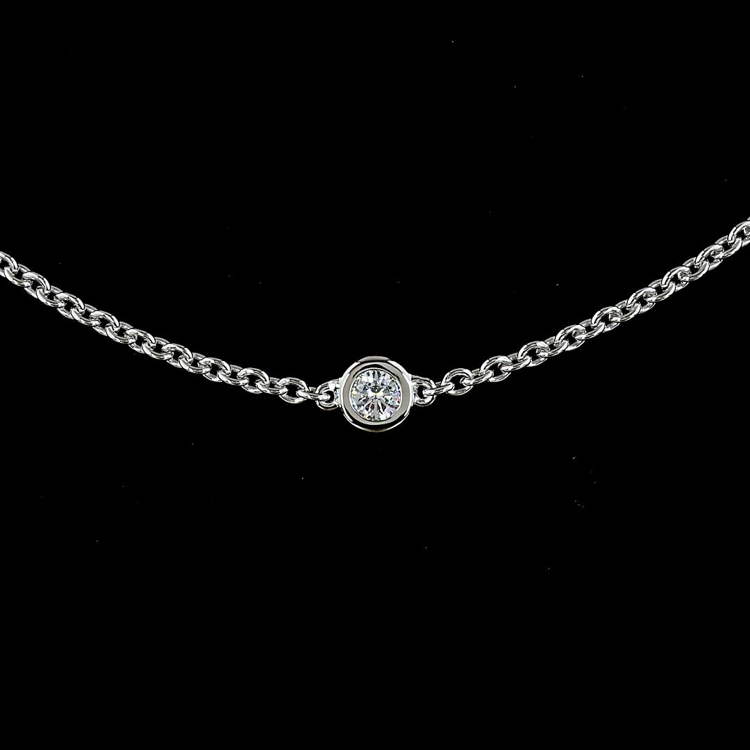 1.02 CT Round Lab Grown Diamond Station Necklace in 14K White Gold – close-up — Laura Milman New York