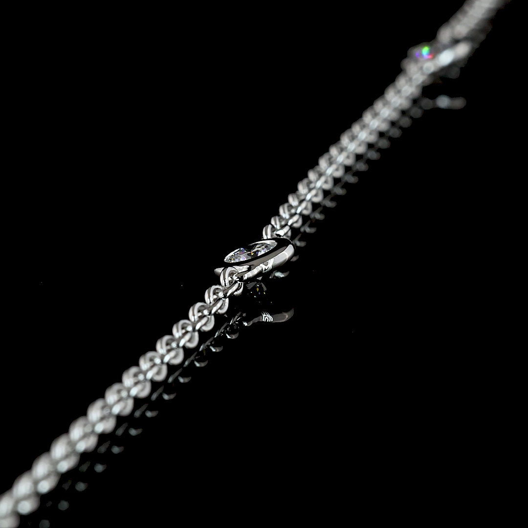 1.02 CT Round Lab Grown Diamond Station Necklace in 14K White Gold – detail — Laura Milman New York