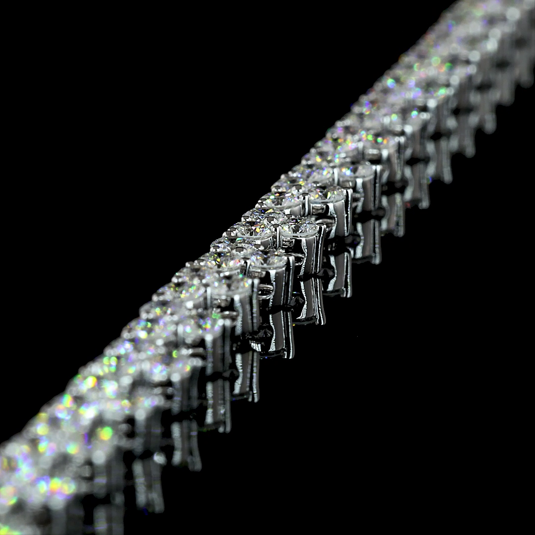 6.59 CT Round Lab Grown Diamond Tennis Necklace in 14K White Gold – detail — Laura Milman New York