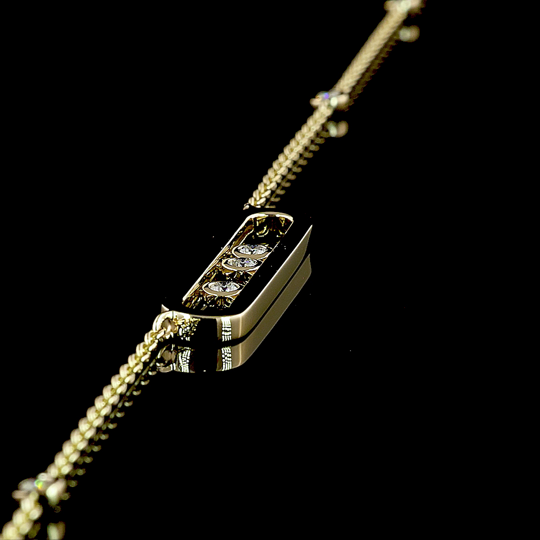 0.42 CT Round Lab Grown Diamond Statement Necklace in 14K Yellow Gold – detail — Laura Milman New York