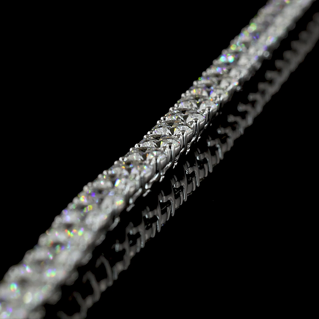 17.12 CT Round Lab Grown Diamond Tennis Necklace in 14K White Gold – detail — Laura Milman New York
