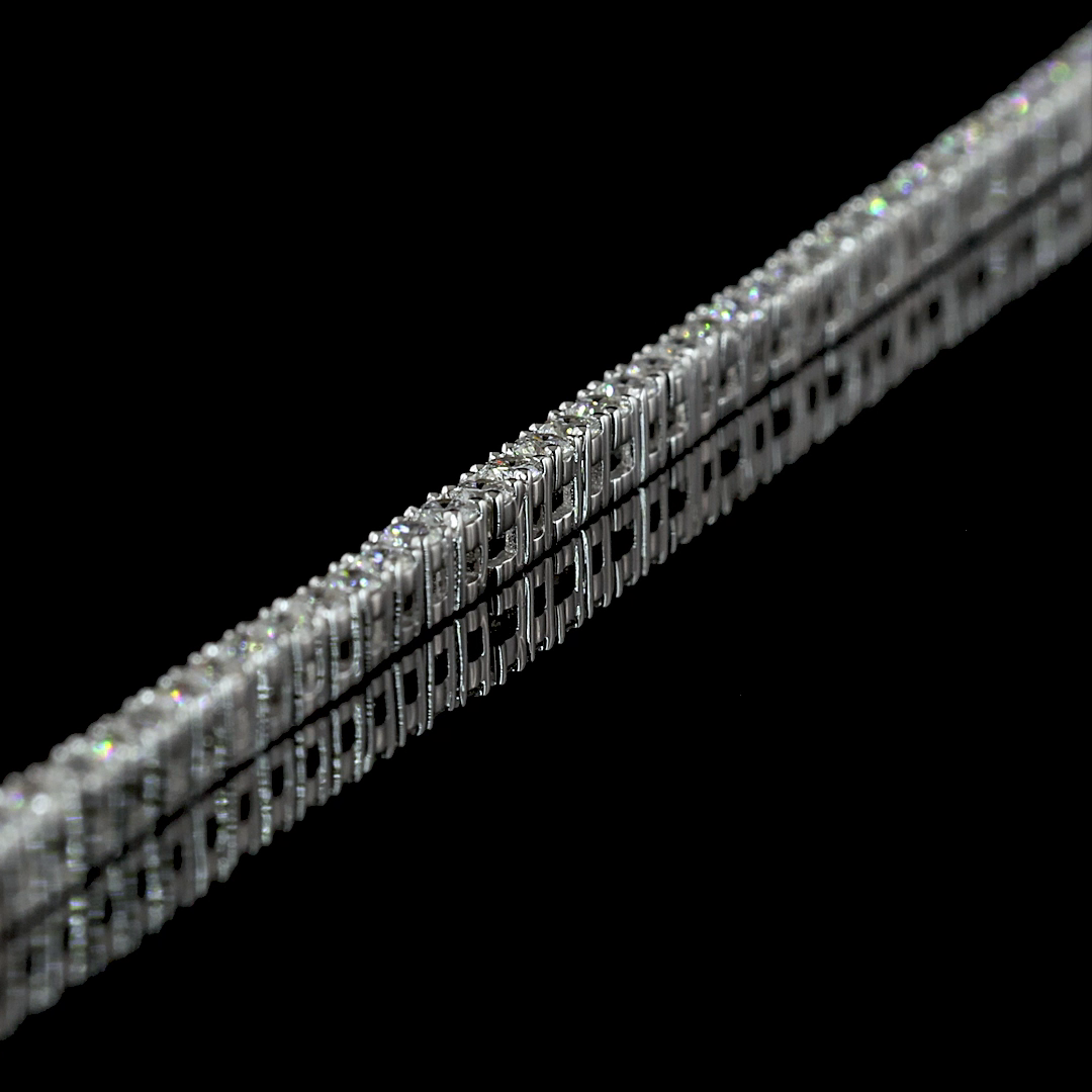 3.54 CT Round Lab Grown Diamond Tennis Necklace in 14K White Gold – detail — Laura Milman New York