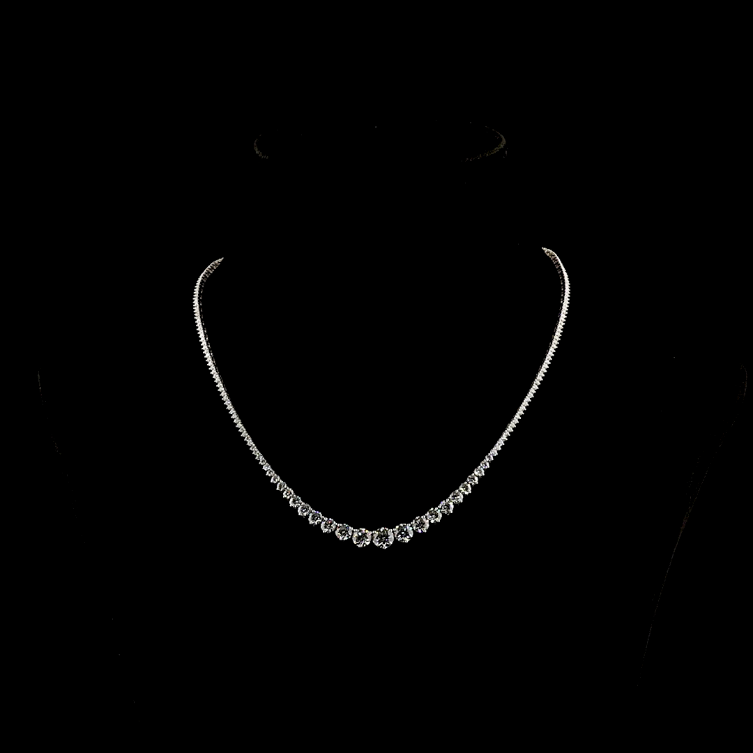Lab-Grown Round Diamond Riviera Necklace — — 8.19 ct 14K WHITE GOLD — Laura Milman New York