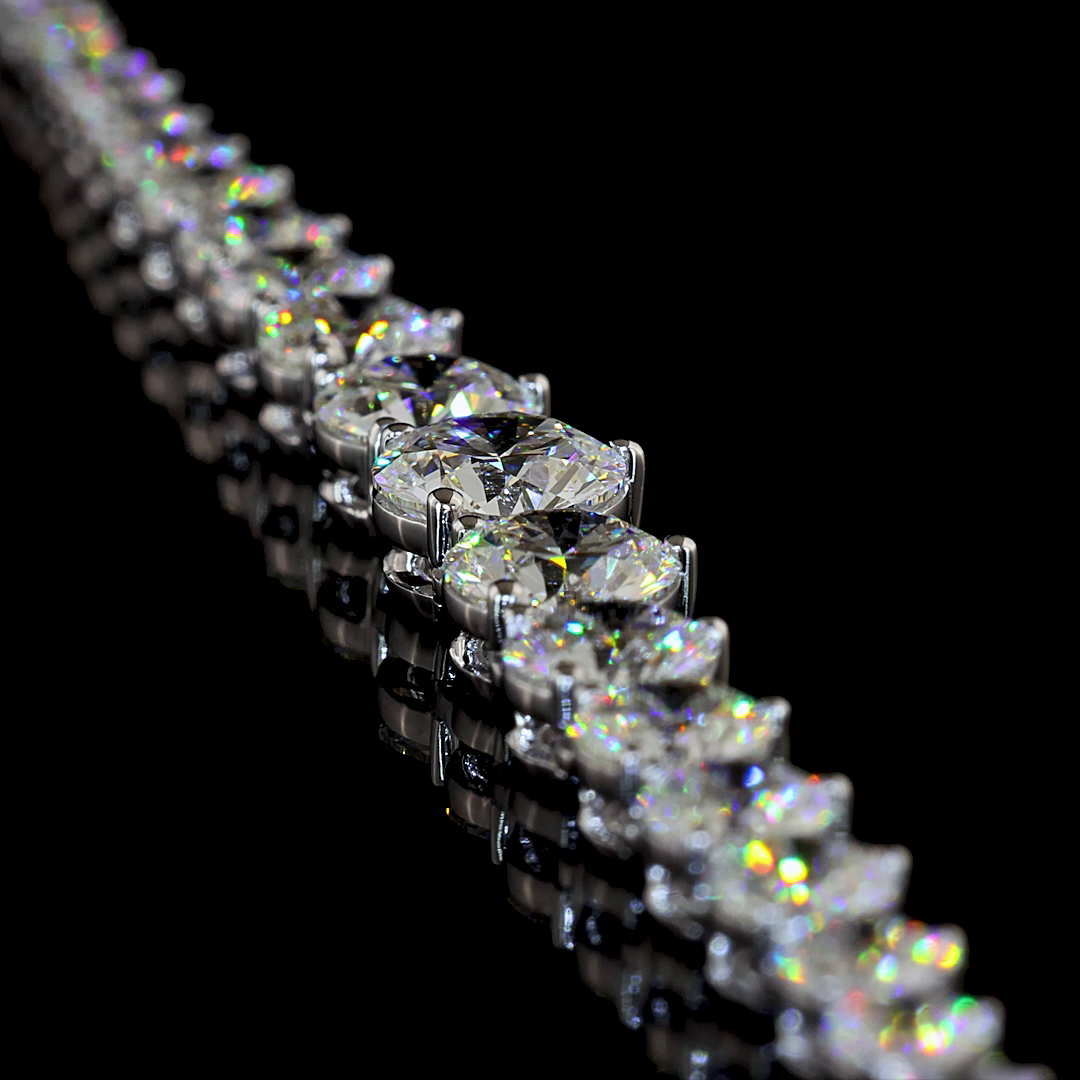 Lab-Grown Round Diamond Riviera Necklace — — 8.19 ct 14K WHITE GOLD — Laura Milman New York