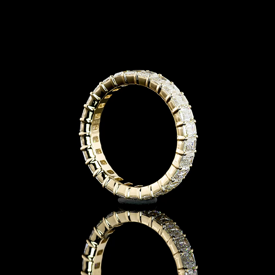 Lab-Grown Emerald Diamond Eternity Band — Prong, North South — 3.10 ct 14K YELLOW GOLD — Laura Milman New York