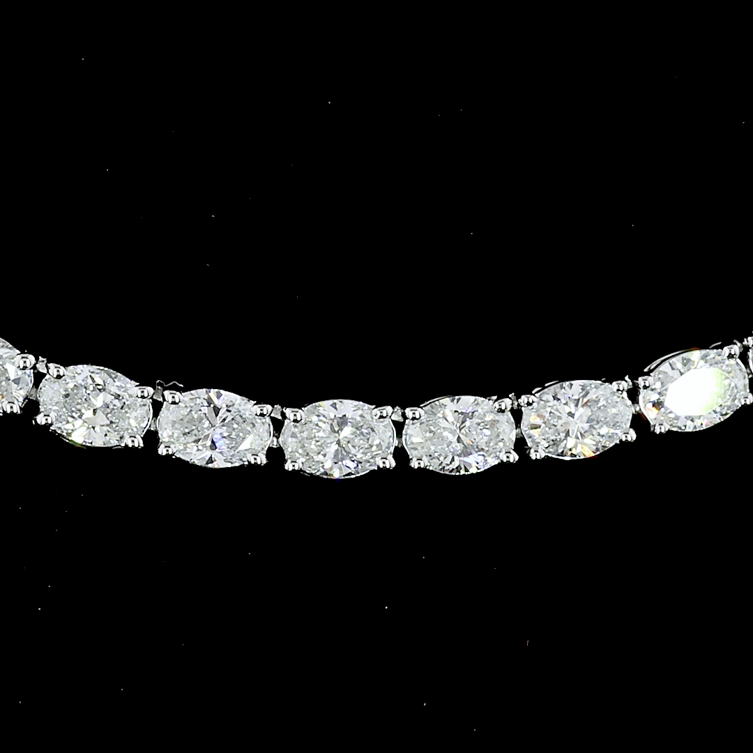 29.55 CT Oval Lab Grown Diamond Lariat Necklace in 14K White Gold – side view — Laura Milman New York