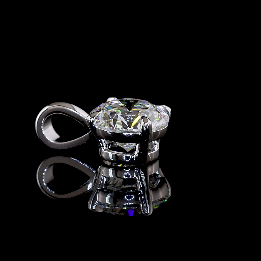 Lab-Grown Round Diamond Solitaire Pendant — Prong — 2.02 ct 14K WHITE GOLD — Laura Milman New York