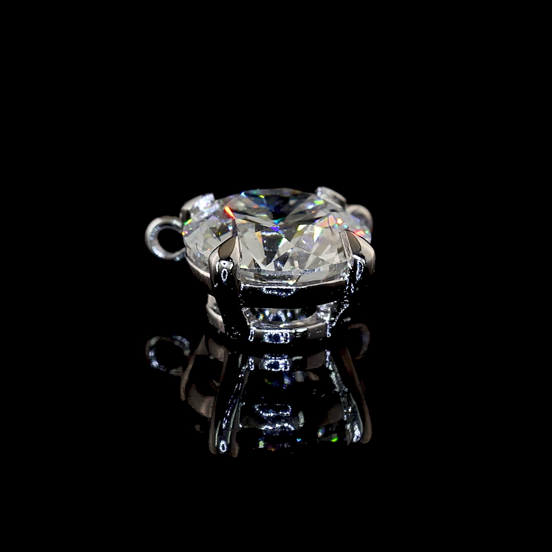 Lab-Grown Round Diamond Solitaire Pendant — Prong — 0.75 ct 14K WHITE GOLD — Laura Milman New York