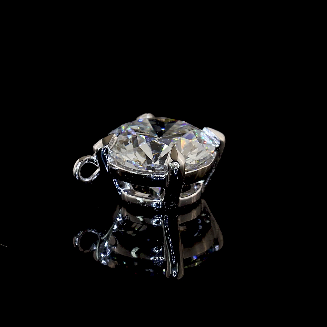 Lab-Grown Round Diamond Solitaire Pendant — Prong — 0.75 ct 14K WHITE GOLD — Laura Milman New York