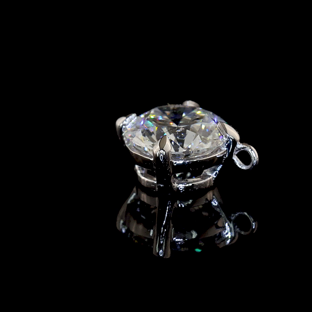 Lab-Grown Round Diamond Solitaire Pendant — Prong — 0.75 ct 14K WHITE GOLD — Laura Milman New York