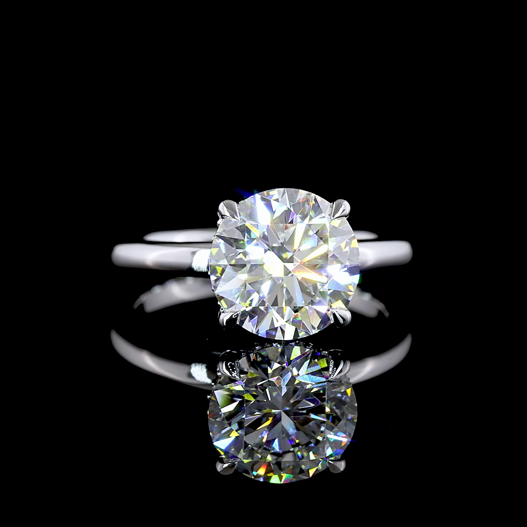Round Shape Hidden Halo Engagement Ring (Lab Grown) - Laura Milman New York