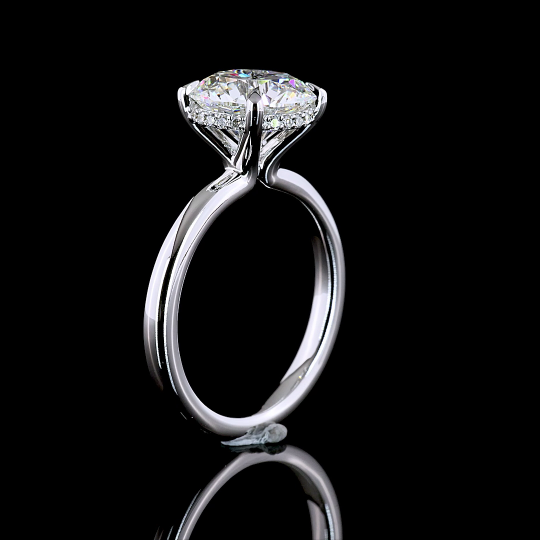 Round Shape Hidden Halo Engagement Ring (Lab Grown) - Laura Milman New York