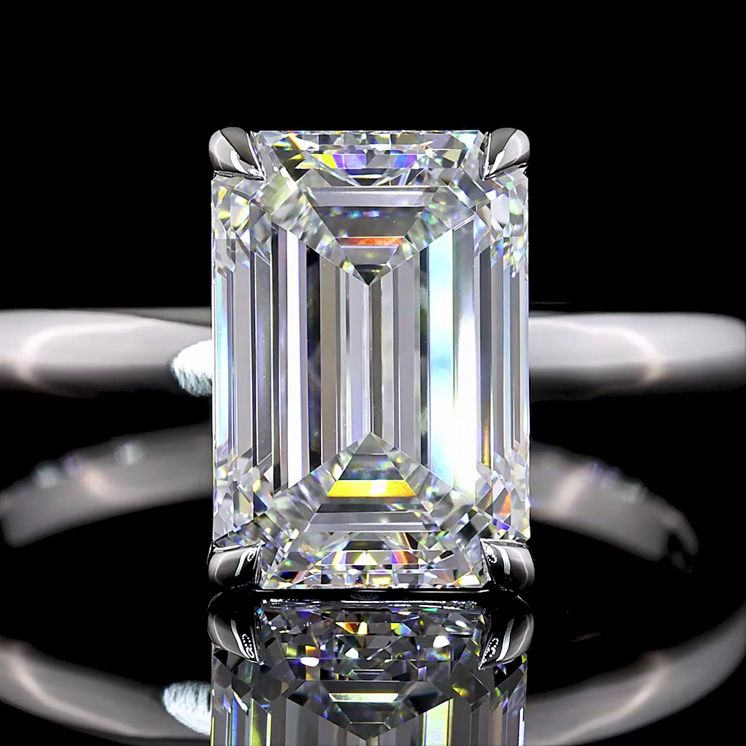 Emerald Shape Solitaire Engagement Ring (Lab Grown) - Laura Milman New York