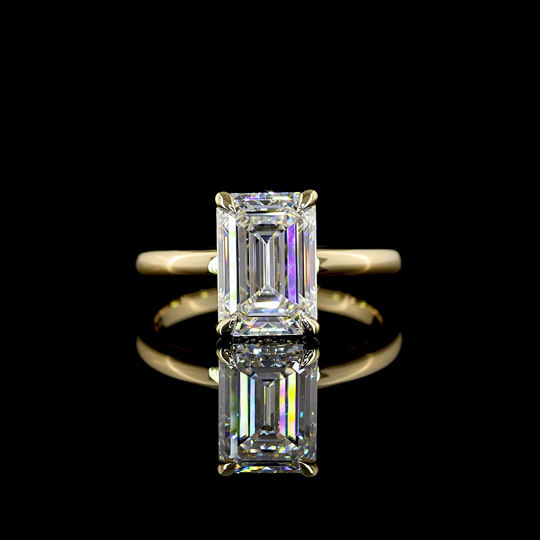 Emerald Shape Hidden Halo Engagement Ring (Lab Grown) - Laura Milman New York