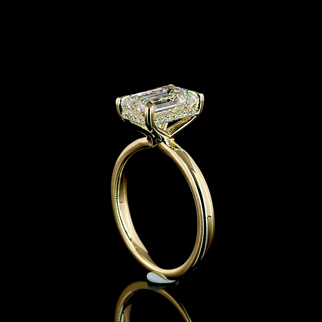 Emerald Shape Hidden Halo Engagement Ring (Lab Grown) - Laura Milman New York