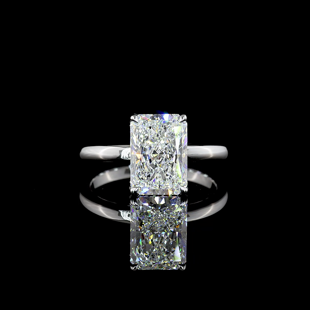Radiant Shape Hidden Halo Engagement Ring (Lab Grown) - Laura Milman New York