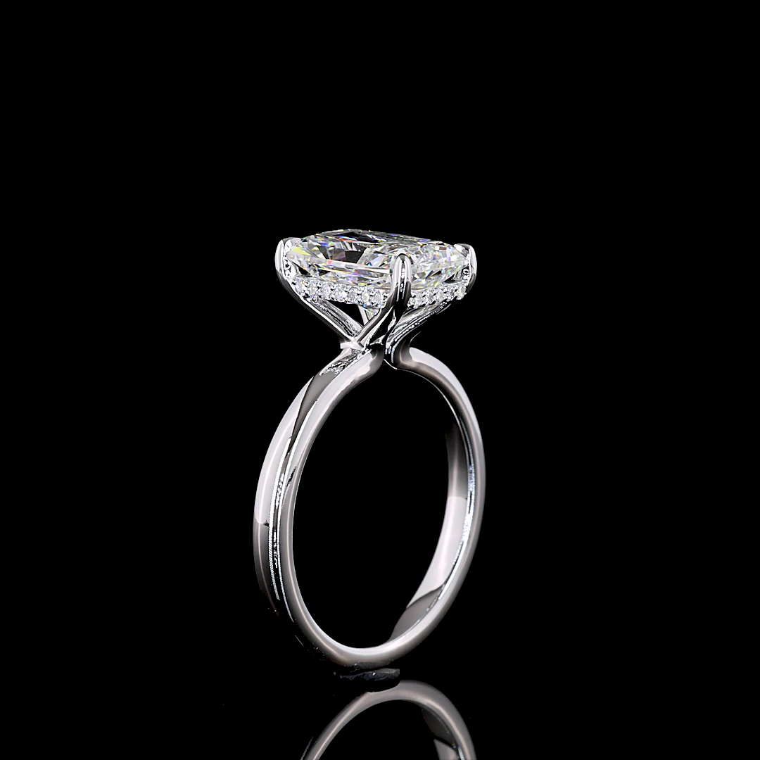 Radiant Shape Hidden Halo Engagement Ring (Lab Grown) - Laura Milman New York
