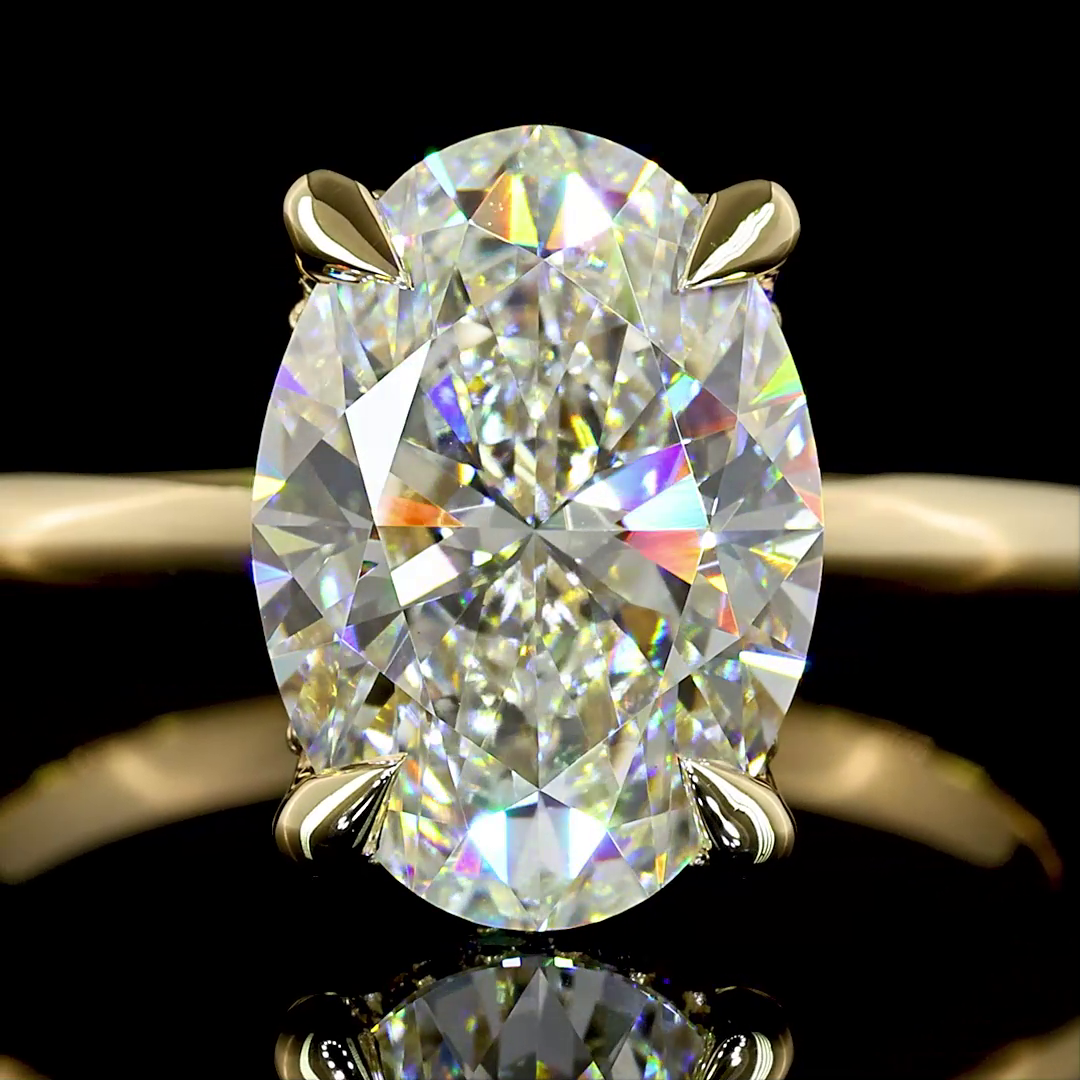 Oval Shape Hidden Halo Engagement Ring (Lab Grown) - Laura Milman New York