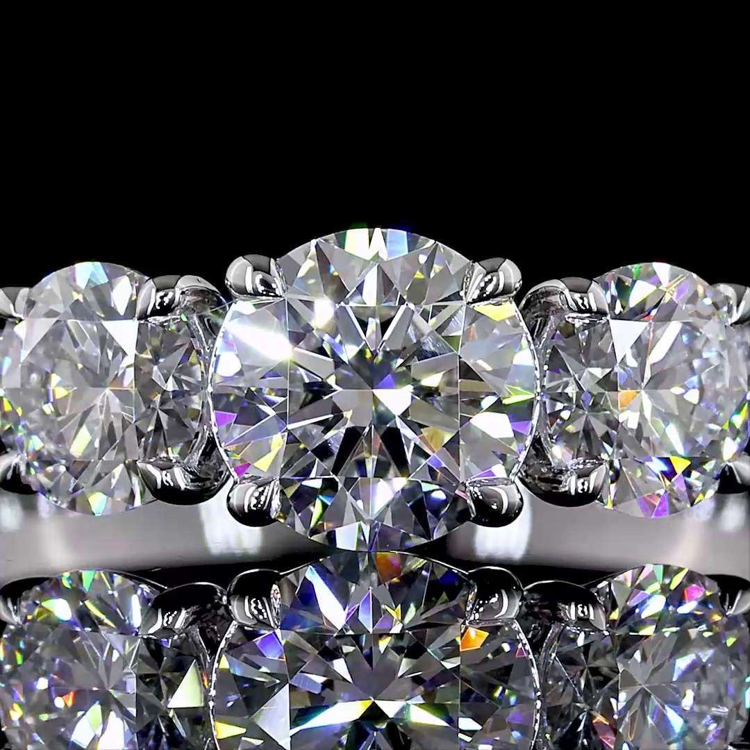 Lab-Grown Round Diamond 3 Stones Ring — Prong — 1.42 ct 14K WHITE GOLD — Laura Milman New York