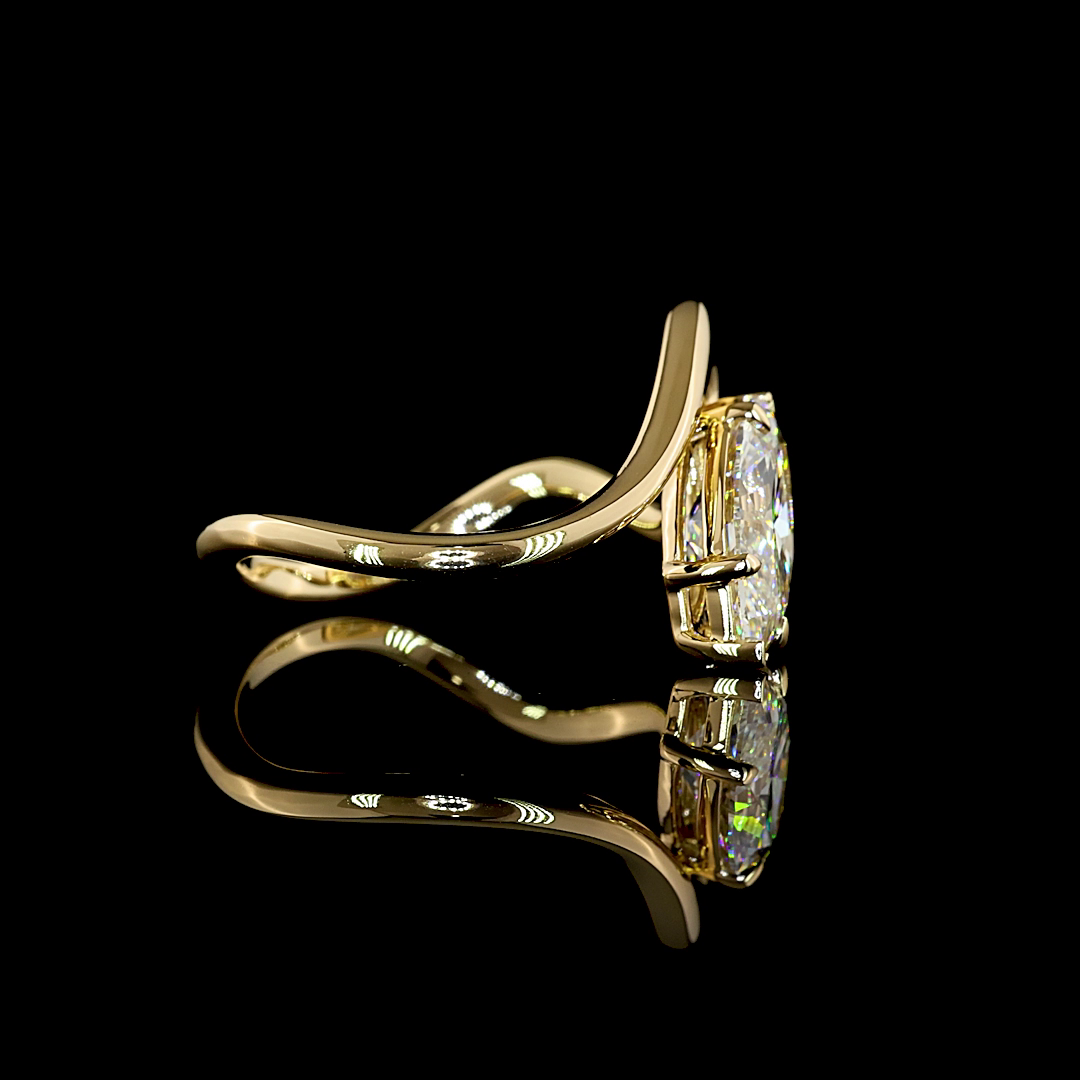 2.05 CT Marquise Lab-Grown Diamond Solitaire Ring in 14K yellow gold - view 3 — Laura Milman New York