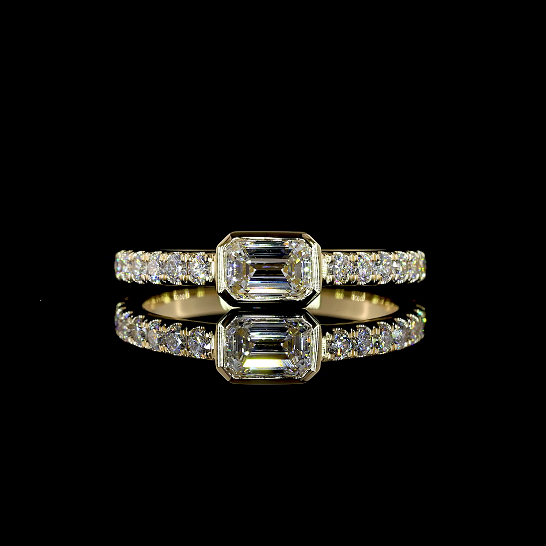 Lab Grown Emerald Diamond East-West Ring – 0.80 CT | 14K Yellow Gold — Laura Milman New York