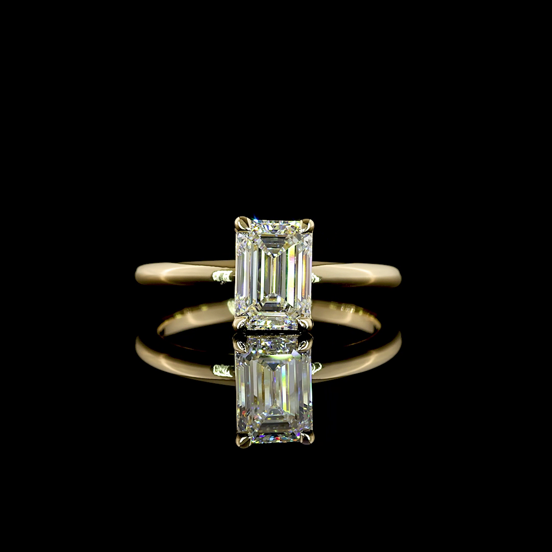 1.53 CT Emerald Lab-Grown Diamond Solitaire Ring in 14K yellow gold — Laura Milman New York