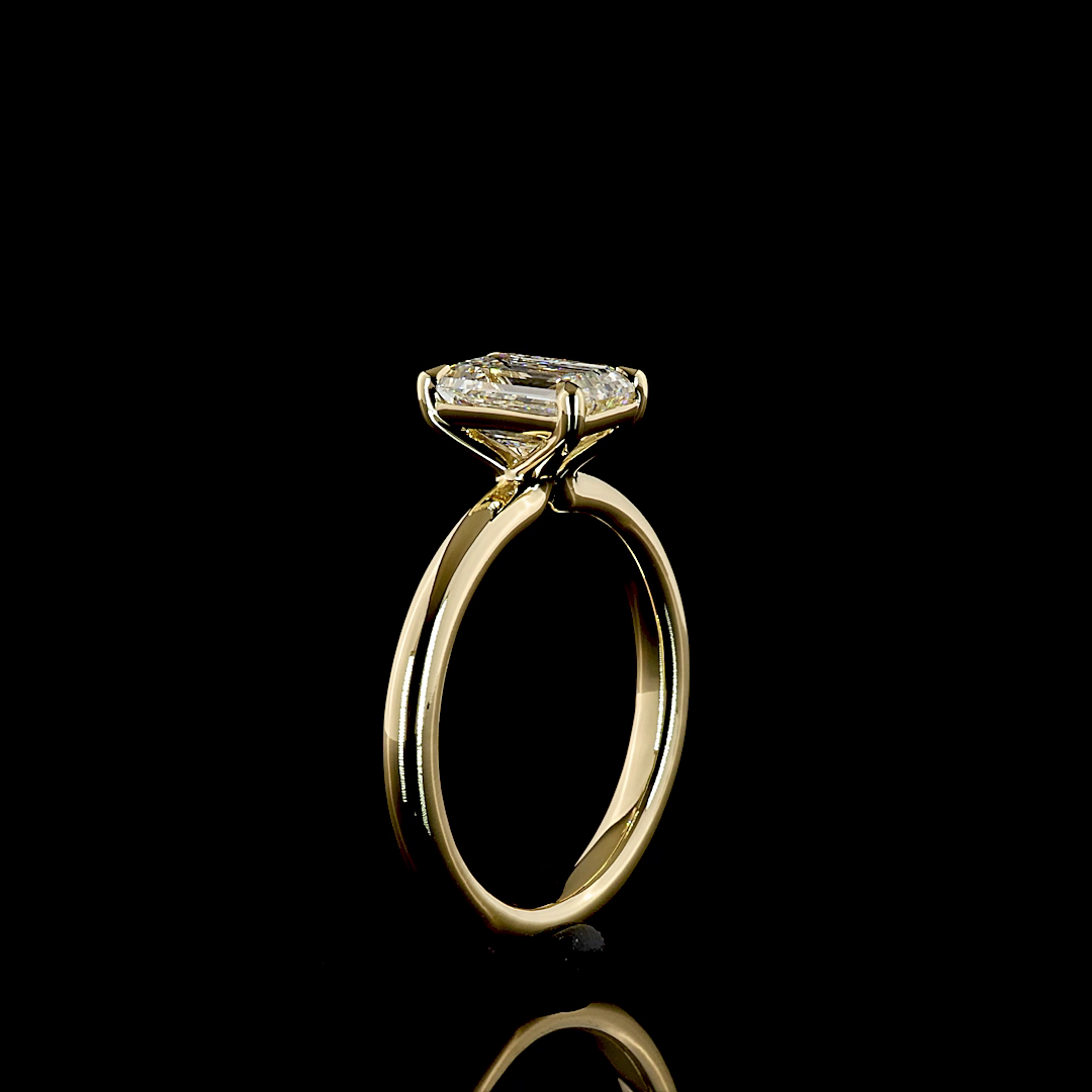 1.53 CT Emerald Lab-Grown Diamond Solitaire Ring in 14K yellow gold - view 4 — Laura Milman New York