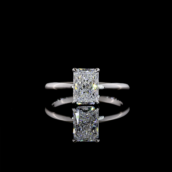 Lab-Grown Radiant Diamond Solitaire Ring — Prong, North South — 1.55 ct 14K WHITE GOLD