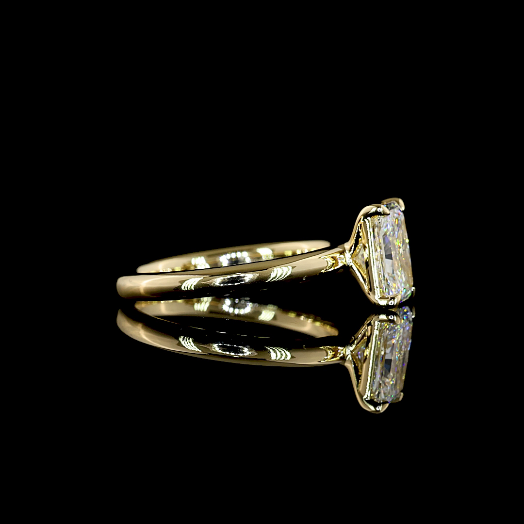 Lab-Grown Radiant Diamond Solitaire Ring — Prong, North South — 1.56 ct 14K YELLOW GOLD — Laura Milman New York