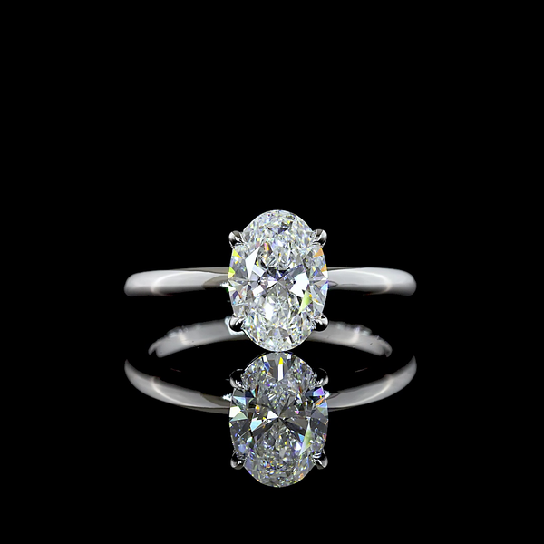 Lab-Grown Oval Diamond Solitaire Ring — Prong, North South — 1.53 ct 14K WHITE GOLD