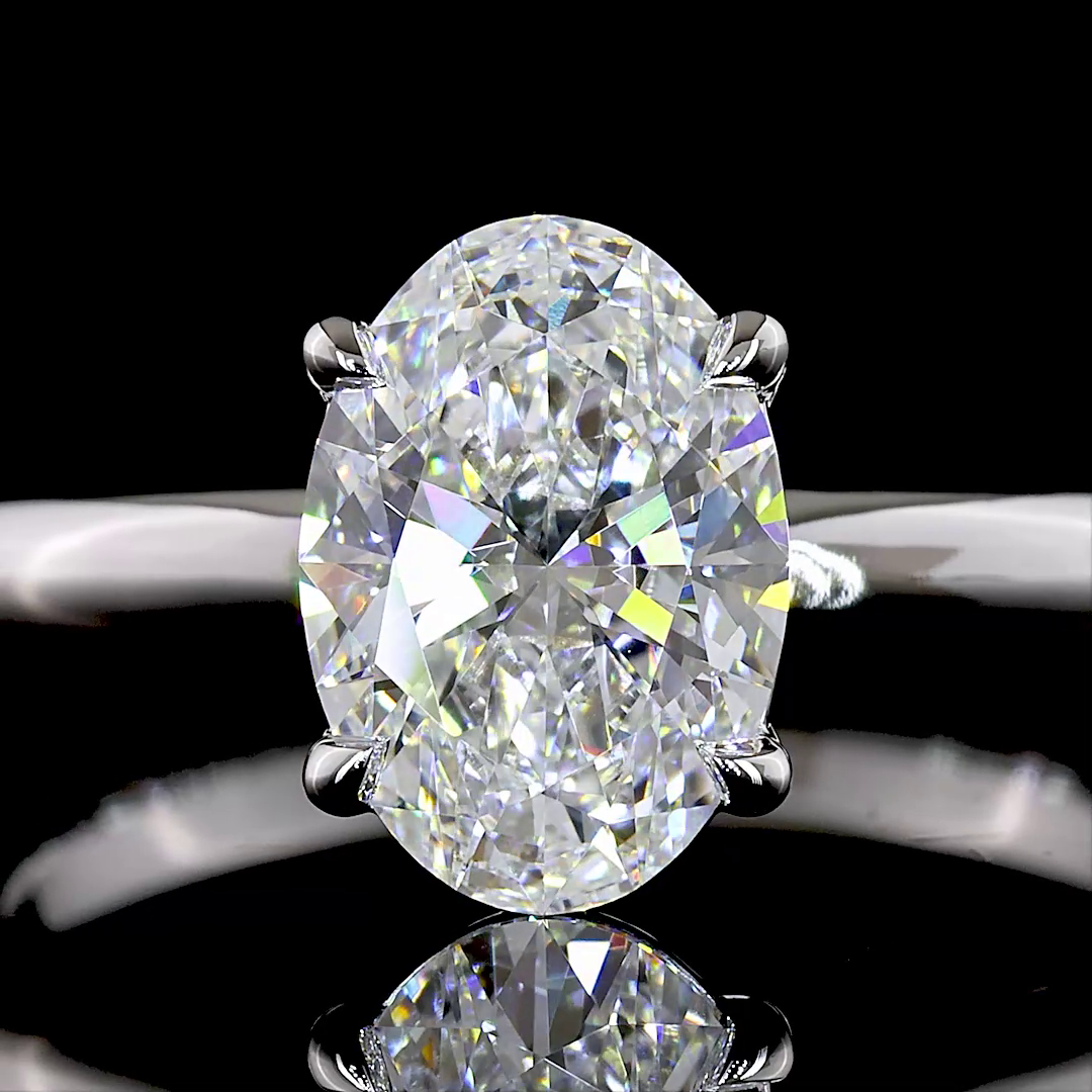 Lab-Grown Oval Diamond Solitaire Ring — Prong, North South — 1.53 ct 14K WHITE GOLD — Laura Milman New York