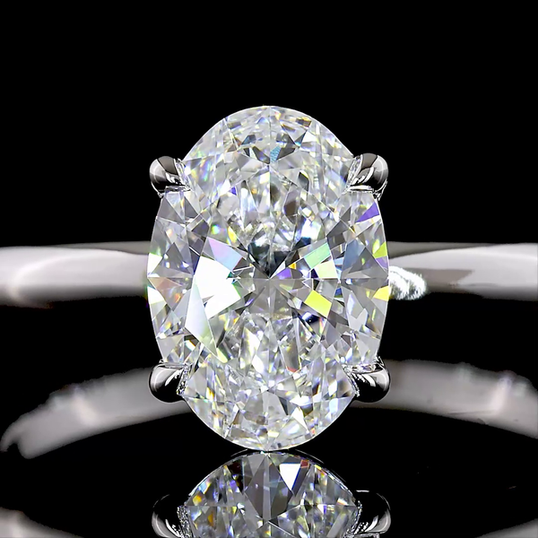Lab-Grown Oval Diamond Solitaire Ring — Prong, North South — 1.53 ct 14K WHITE GOLD