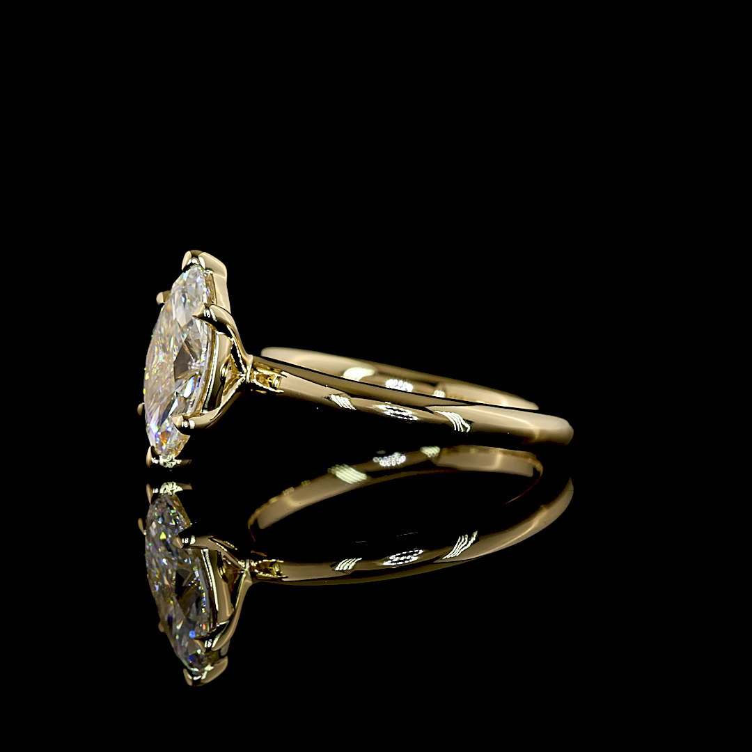 1.59 CT Marquise Lab-Grown Diamond Solitaire Ring in 14K yellow gold - view 4 — Laura Milman New York