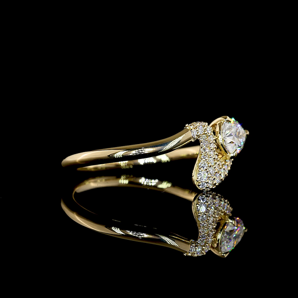 Lab-Grown Pear Diamond-Shank Engagement Ring in 14K Yellow Gold — 0.76 ct