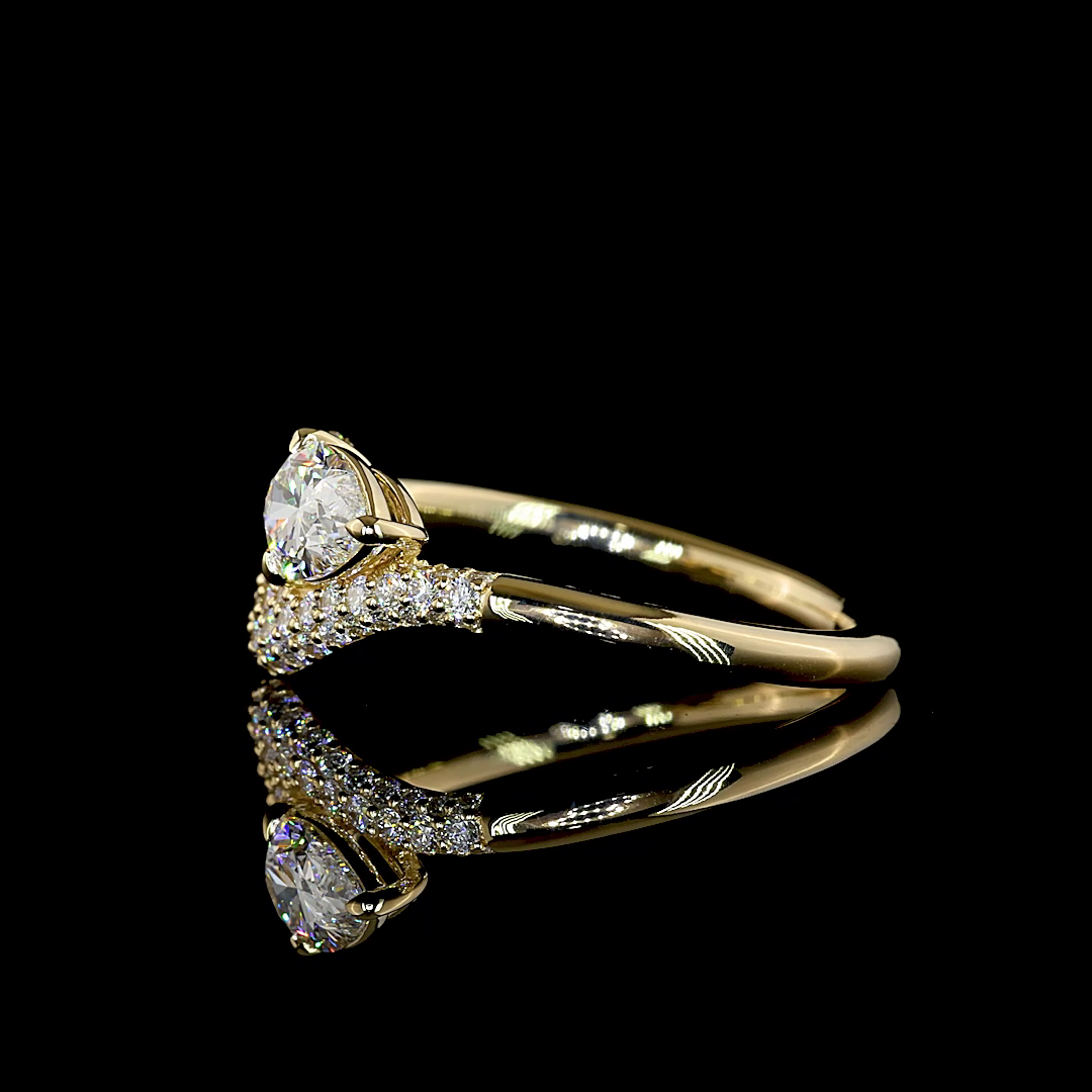 Lab-Grown Pear Diamond-Shank Engagement Ring in 14K Yellow Gold — 0.76 ct — Laura Milman New York