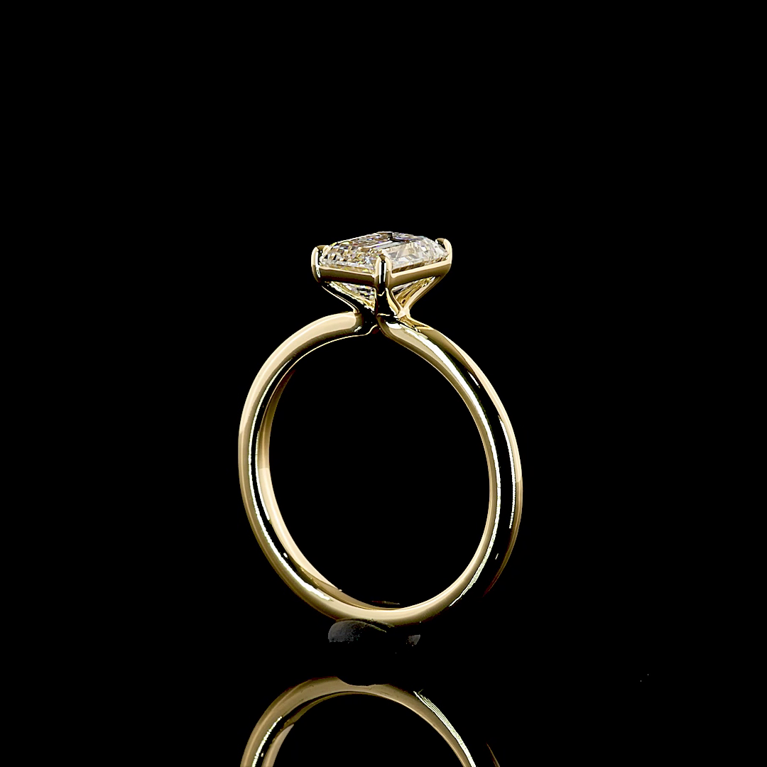 1.41 CT Emerald Lab-Grown Diamond Solitaire Ring in 14K yellow gold - view 3 — Laura Milman New York