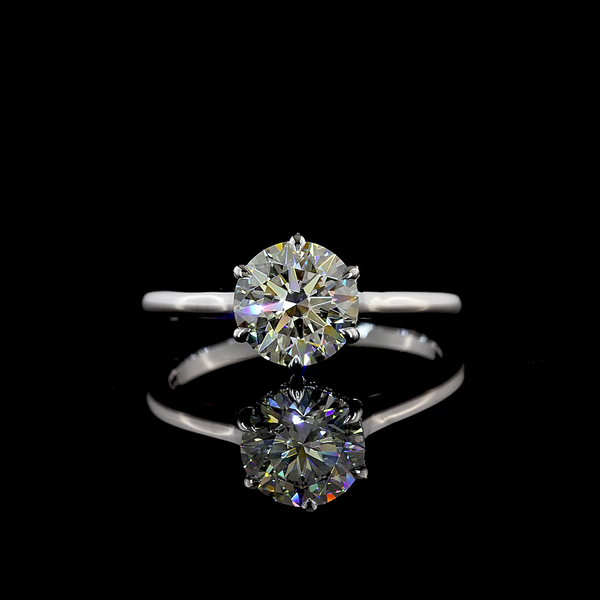 Lab-Grown Round Diamond Hidden Halo Ring — Prong — 1.55 ct 14K WHITE GOLD