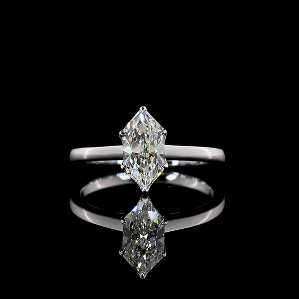 Lab Grown Antique Marquise Solitaire Ring – 1.02 CT | 14K White Gold