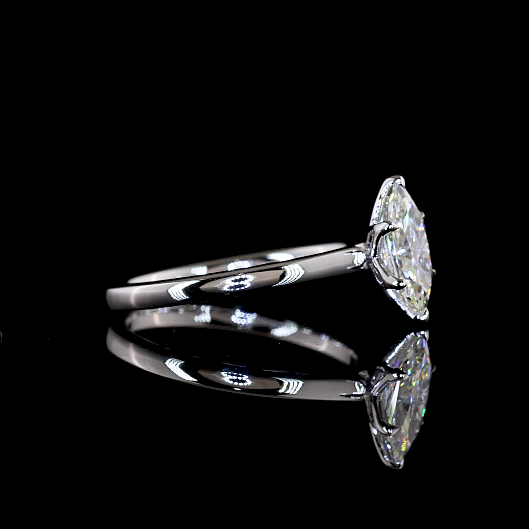 Lab Grown Antique Marquise Solitaire Ring – 1.02 CT | 14K White Gold view 2 — Laura Milman New York