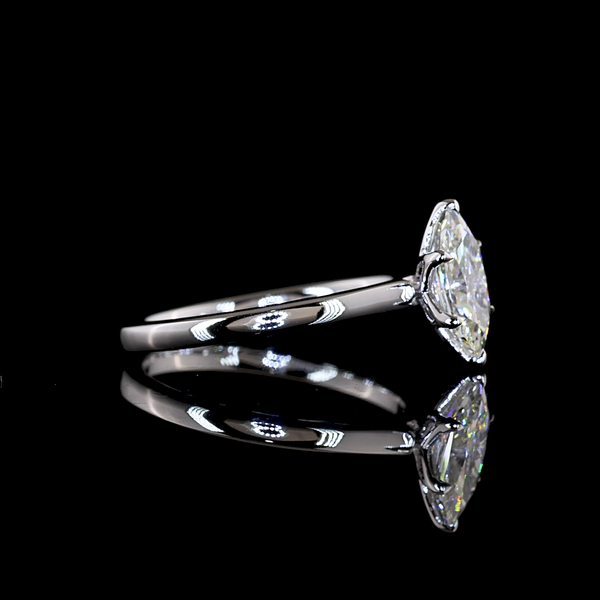 Lab Grown Antique Marquise Solitaire Ring – 1.02 CT | 14K White Gold view 2