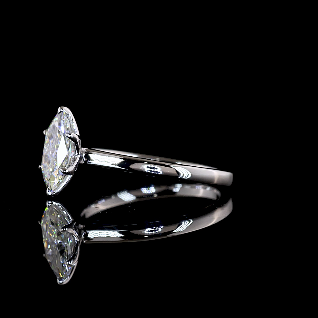 Lab Grown Antique Marquise Solitaire Ring – 1.02 CT | 14K White Gold view 3 — Laura Milman New York