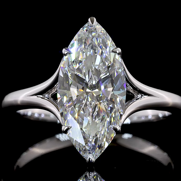 2.53 CT Marquise Lab-Grown Diamond Solitaire Ring in 14K white gold - view 2