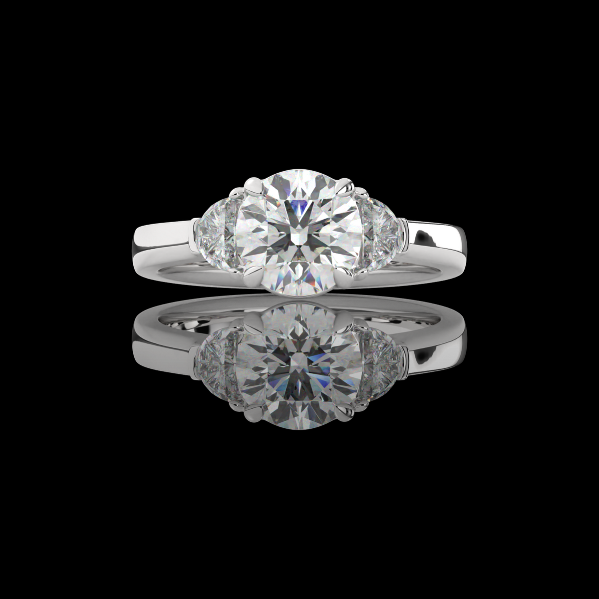 Lab-Grown Round Diamond 3 Stones Ring — Prong — 2.63 ct 14K WHITE GOLD — Laura Milman New York