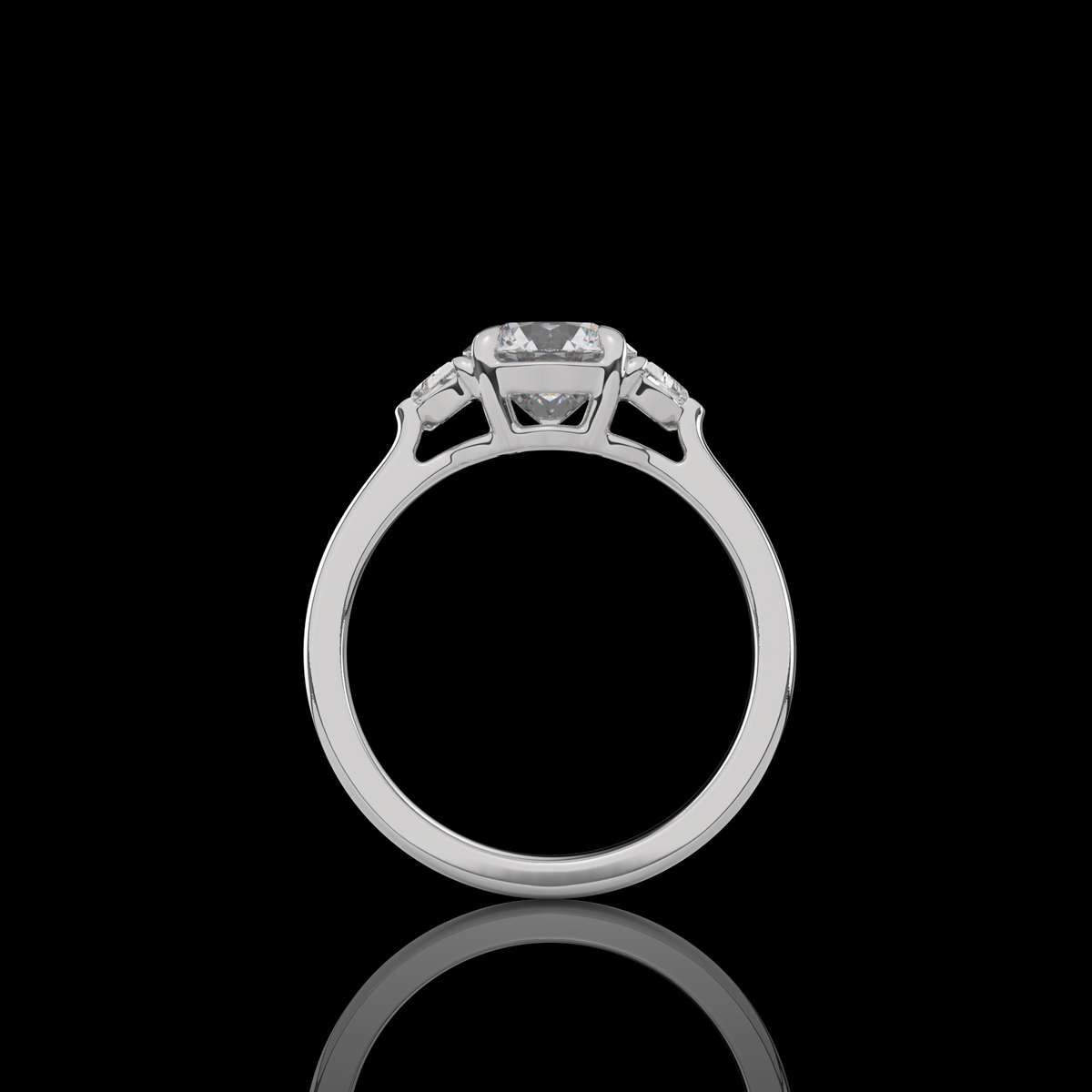 Lab-Grown Round Diamond 3 Stones Ring — Prong — 2.63 ct 14K WHITE GOLD — Laura Milman New York