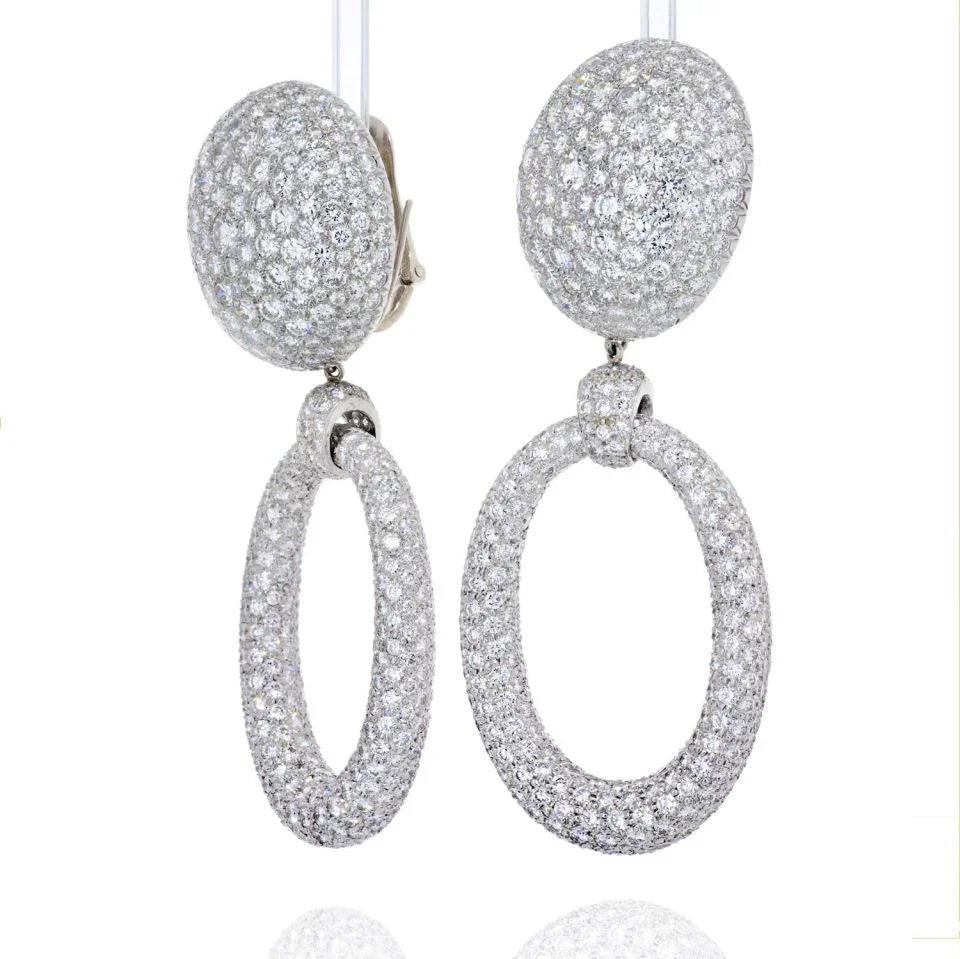 David Webb Bombe Platinum 56.84 Carats Hanging Door Knocker Earrings — view 2 — Laura Milman New York