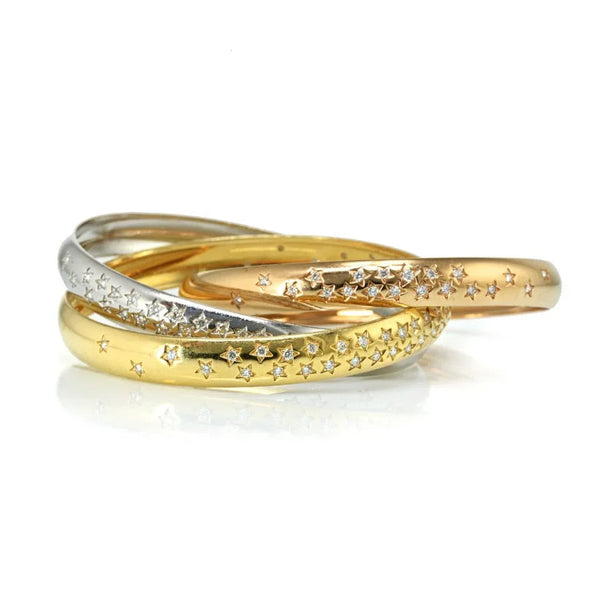 Cartier Trinity 18K Two Tone Celestial Tri Color Diamond Bangle Bracelet — view 2