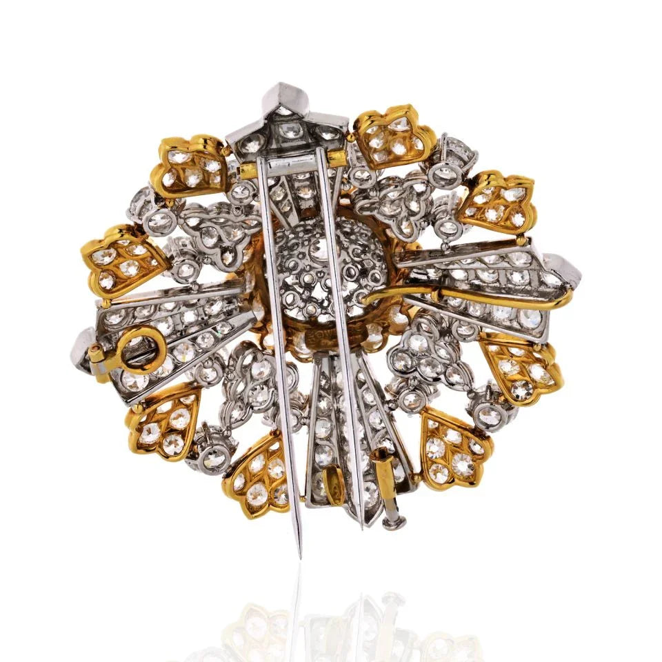 David Webb Platinum & 18K White Gold 40.00 Carat Old Cut Diamond Brooch — view 4 — Laura Milman New York